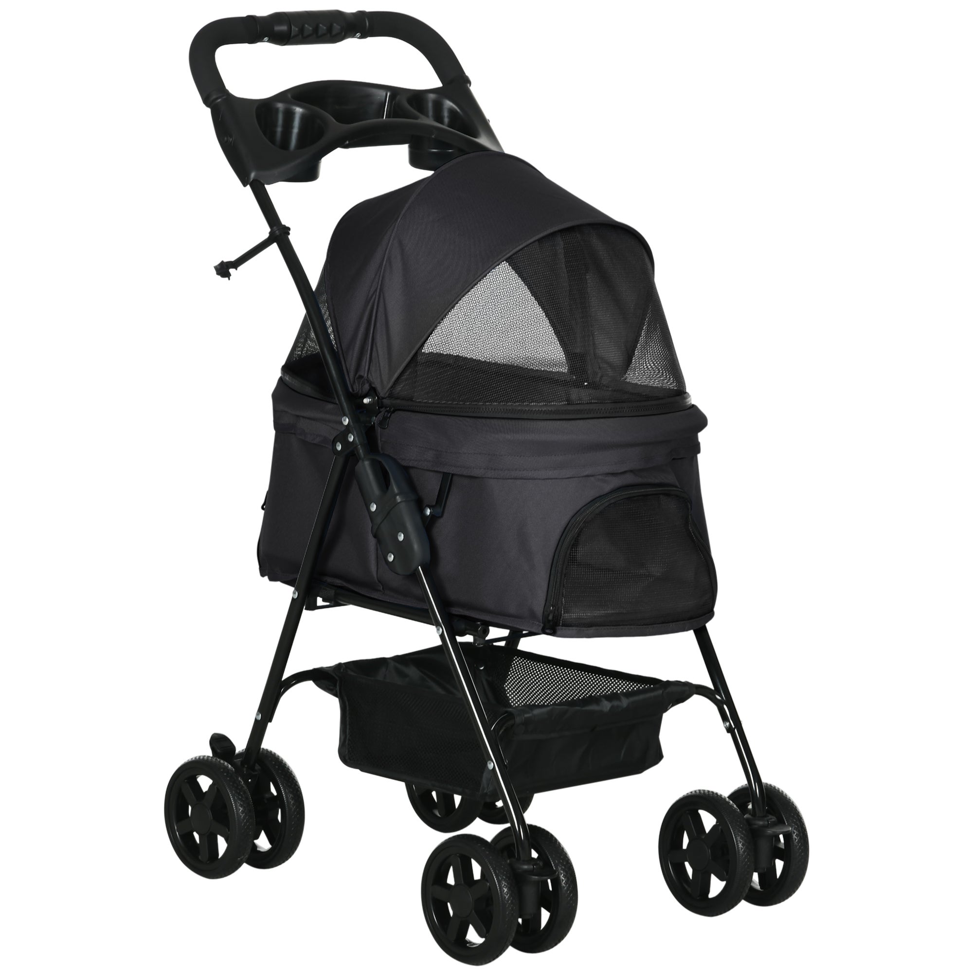 Carrito para Perros PawHut Acero, Tela Oxford Negro 67x45x96 cm | Leroy ...