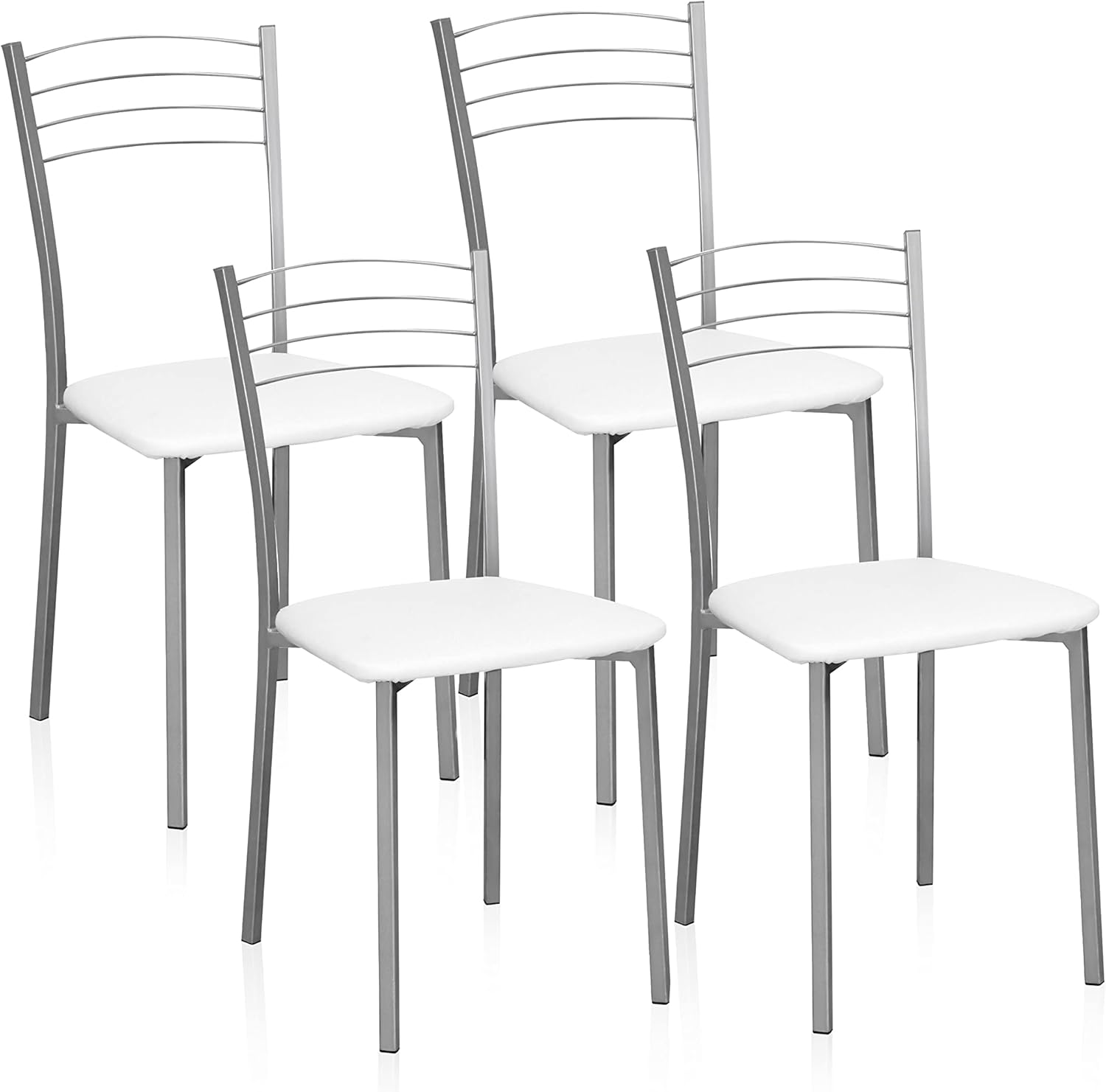 Set Di 4 Sedie Imbottite Per Sala Da Pranzo Con Schienale, Struttura In Metallo 44x46x86 Cm Grigio~1psppfs4ht001