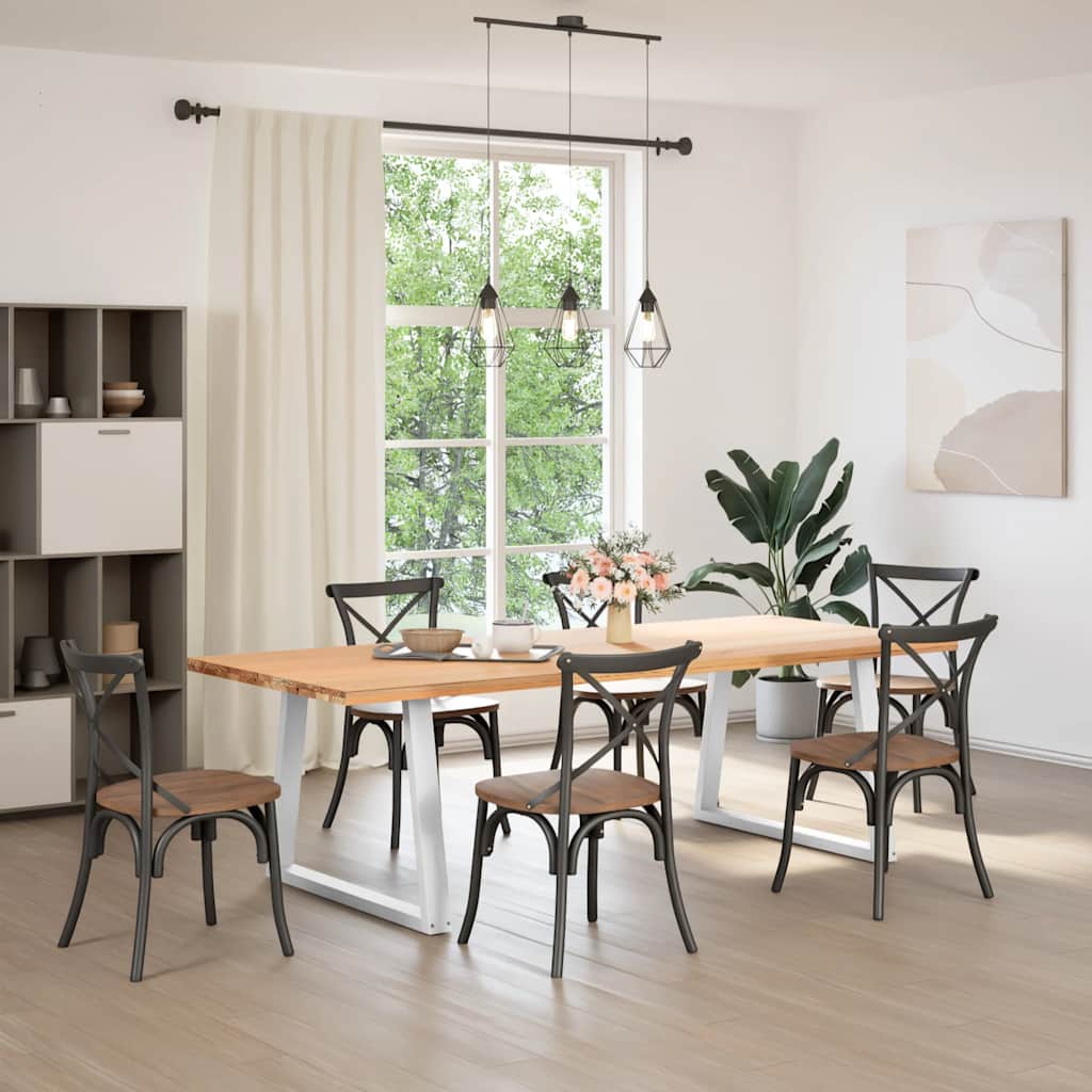Maison Exclusive - Pieds de table à manger en forme de V, 2 pièces, blanc, 90 x (72-73,3) cm, acier - 2