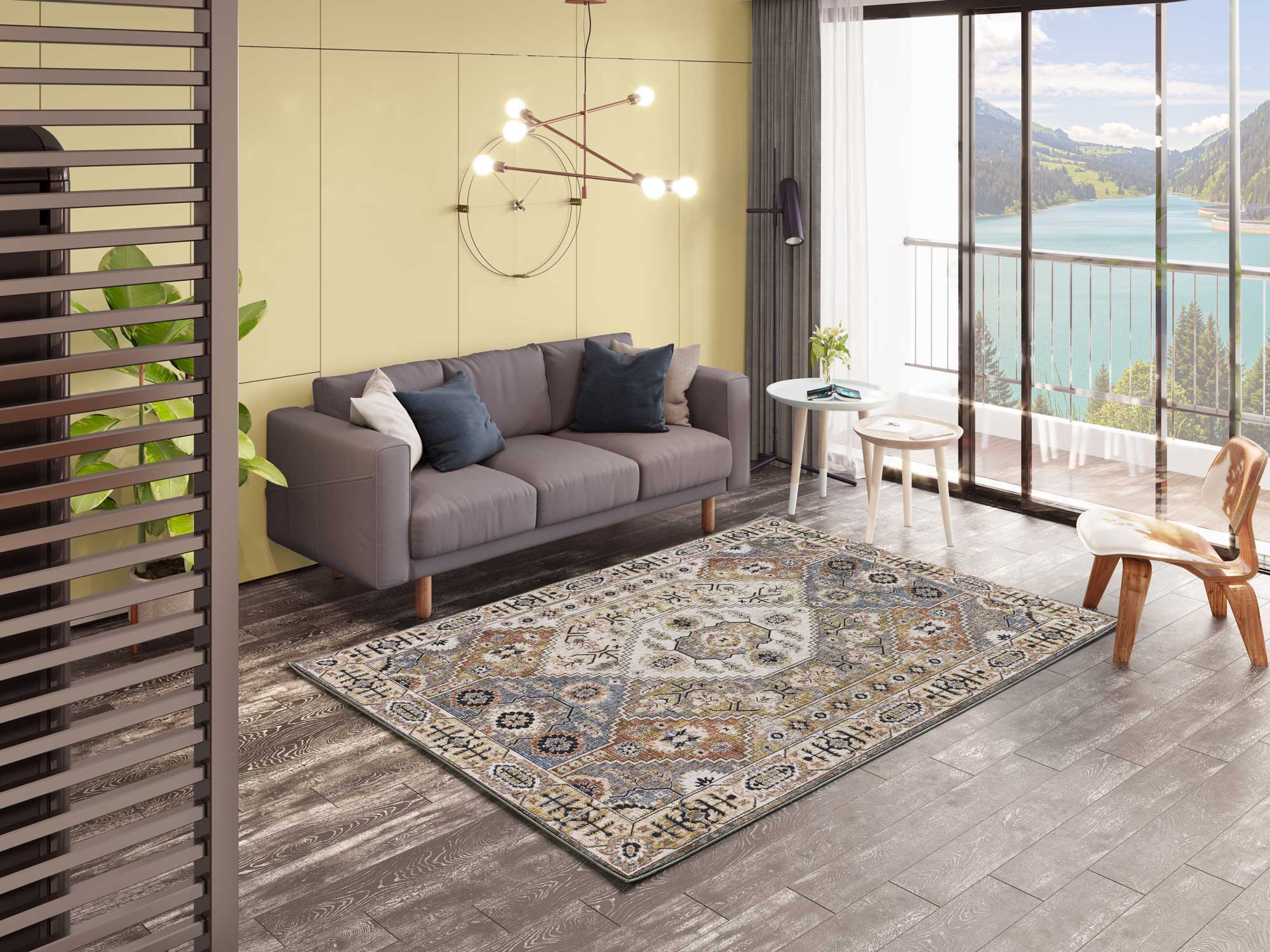 Alfombra interior multicolor rectangular 77 x 150 cm truva vintage - atticgo