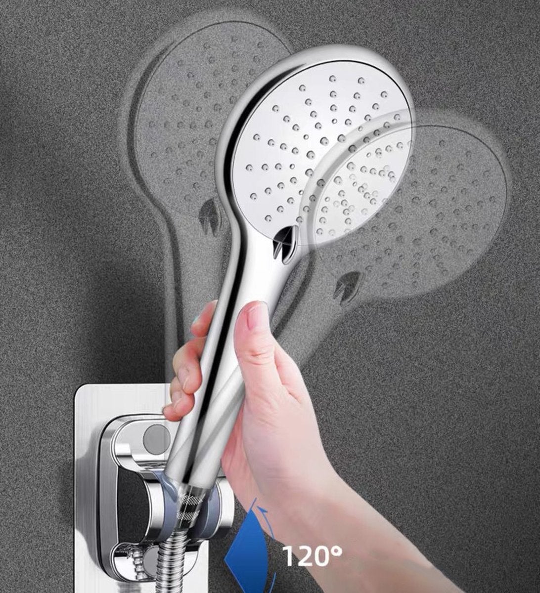 Cabezal de ducha sin clavos, ducha de pie, ajustable, montaje en pared, soporte para cabezal de ducha - 4