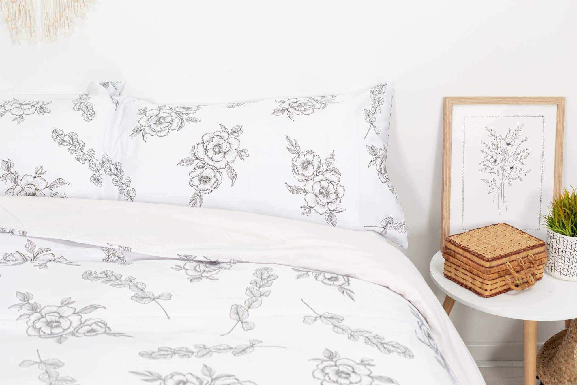 Capa de edredão Flor Contorno Cama200 (290X270) Branco - 7