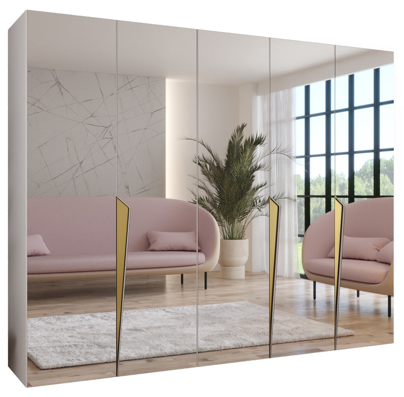 Szafa uchylna otwierana Piano 3 250 x 52 x 202 cm biały + u. Złoty Abiks Meble