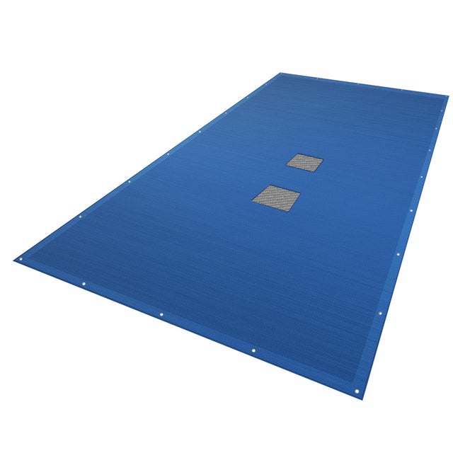 Bâche piscine 4x8m avec oeillets alu et filet d'écoulement - Double couche - Polyéthylène 160g/m² - Couverture étanche bleu VOUNOT®