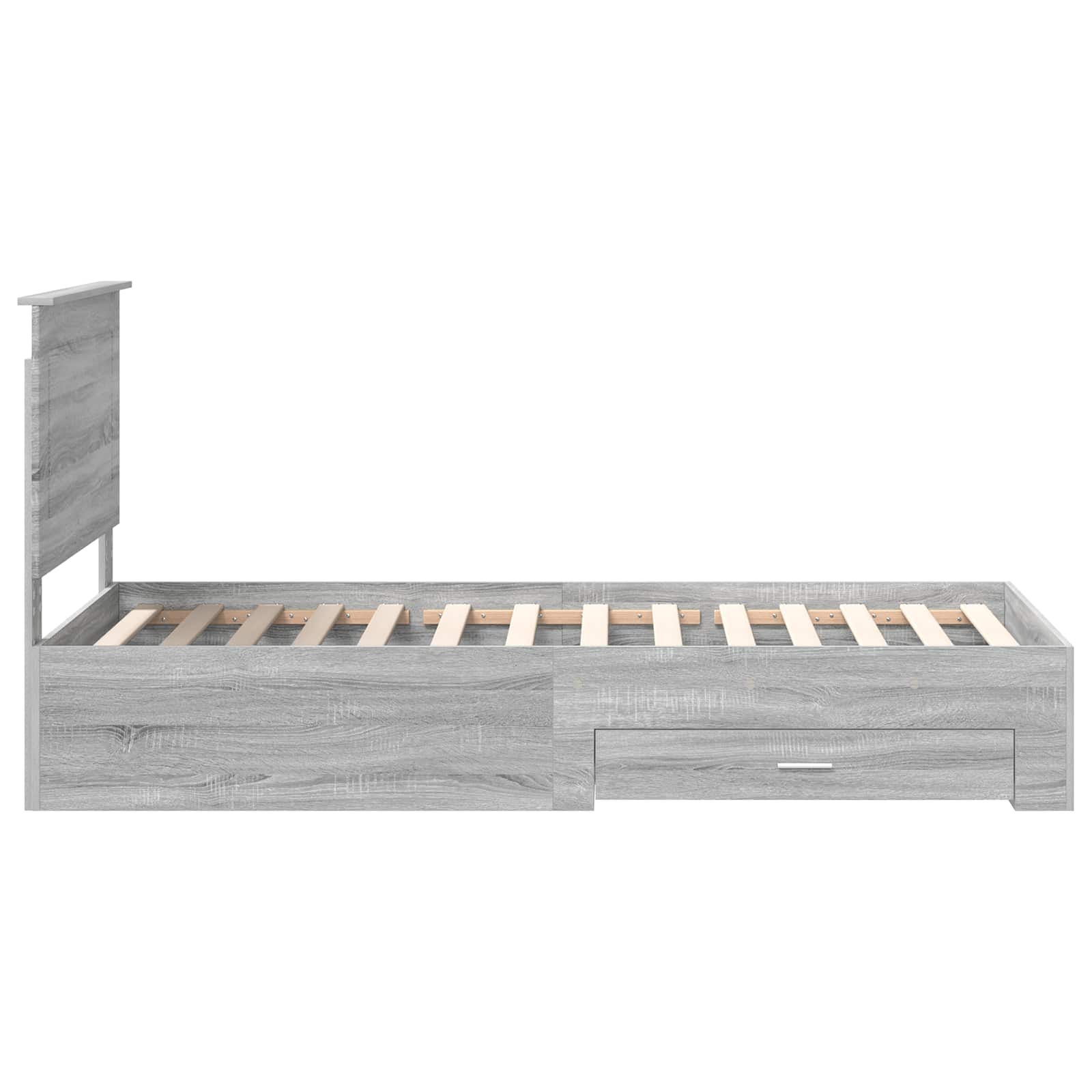 Cadre de lit gris en panneau de bois pour la chambre, 90 × 190 cm - 8