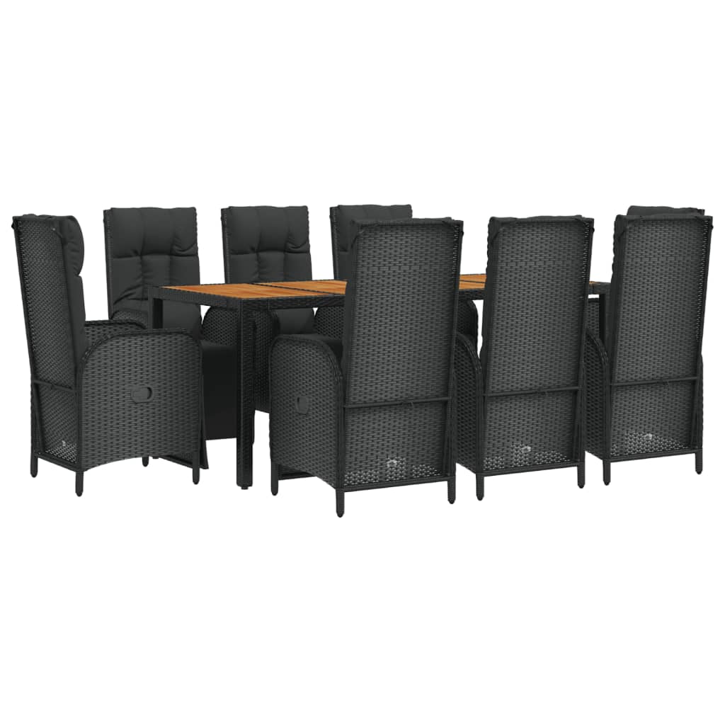 Maison Exclusive - Set da Pranzo da Giardino 9 pz con Cuscini Nero in Polyrattan - 3
