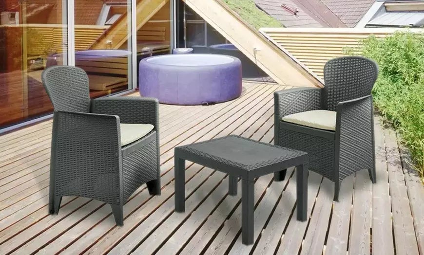 Table basse jardin effet rotin 59x46x40cm anthracite - 4