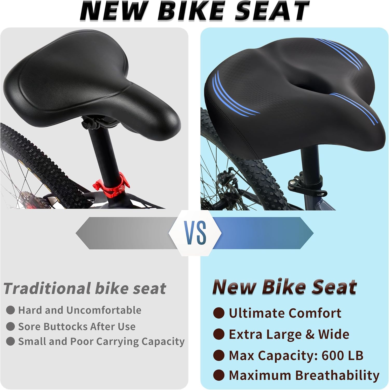 Selle Vélo Avec Dossier Sièges De Vélo Confortables Pour Hommes/femmes Siège Large Avec Dossier Siège De Vélo D'exercice Siège Large Rembourré Vélo Spinning