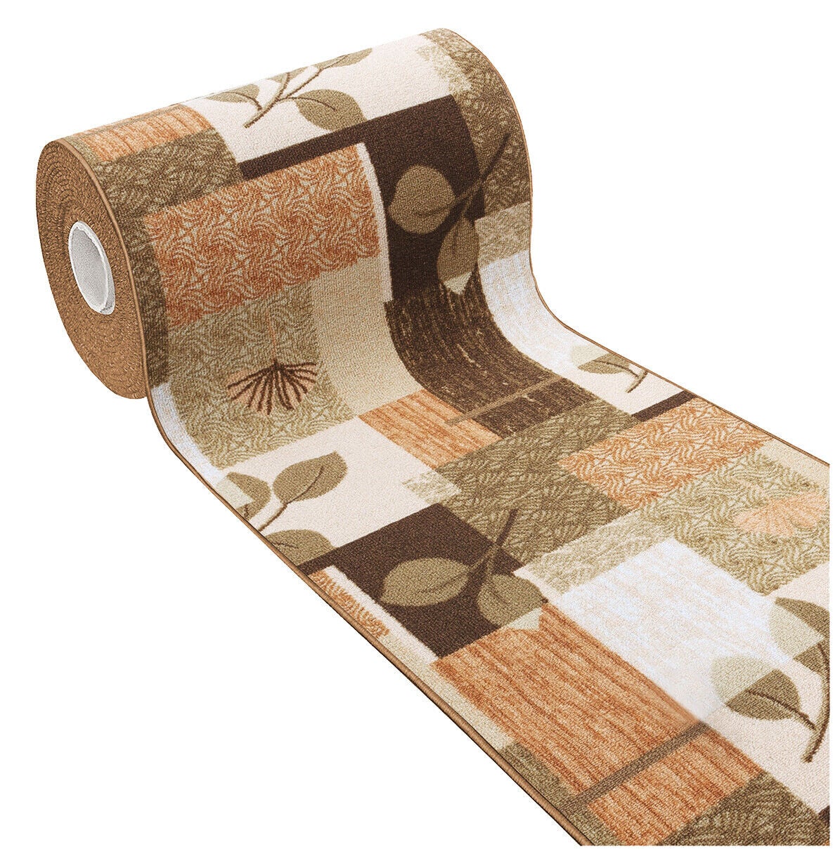 Alfombra de cocina 57x190 cm corredor antideslizante bordeada camino entrada diseño hoja beige