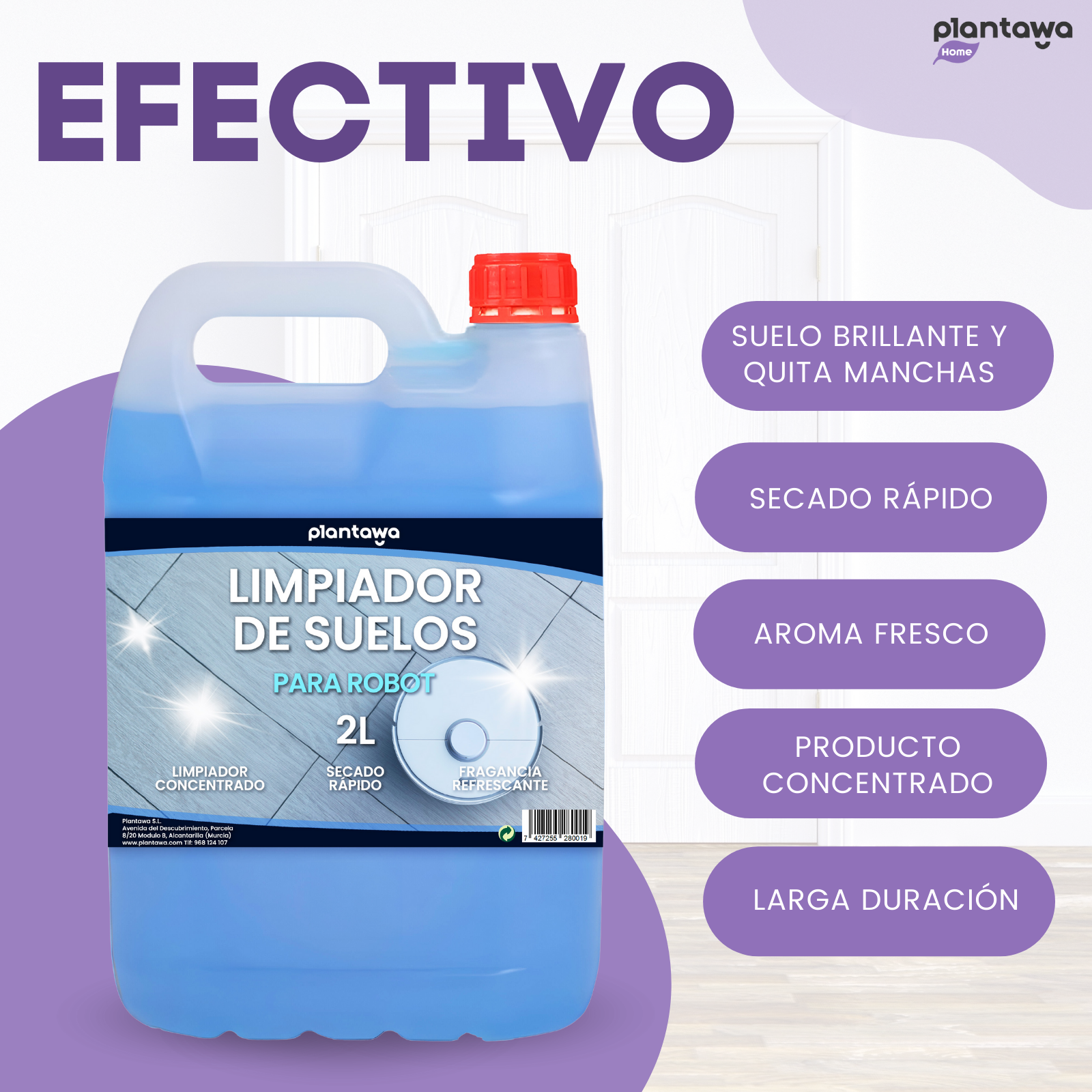 PLANTAWA Nettoyant pour Sols pour Robots Laveurs 2L | Nettoyant pour Sols de Haute Qualité pour Robot, Sans Rinçage | Séchage Rapide - 2