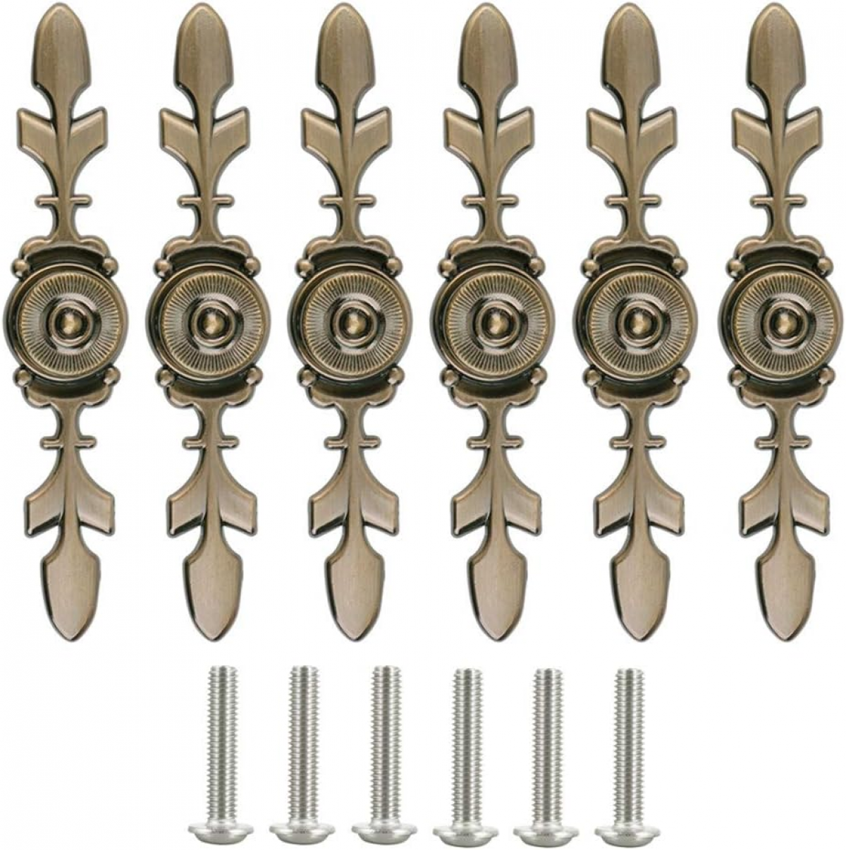 Set de 6 mânere retro cu o singură gaură, lungime 120 mm, potrivite pentru dulapuri cu sertare și dulapuri, cu șuruburi 6buc