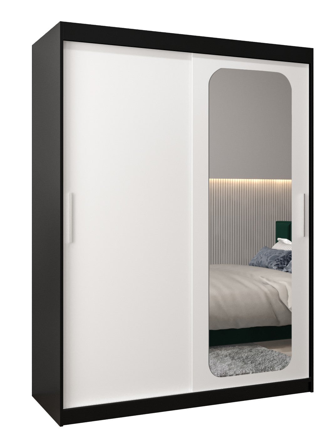 Szafa przesuwna garderoba PROMO T2 150 x 62 x 200 cm Czarny + Biały - Abiks Meble