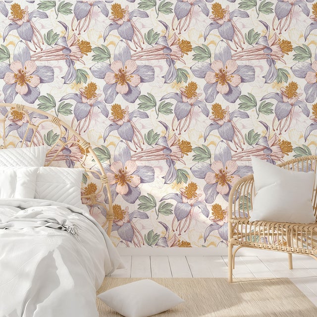 Papel pintado decorativo floral - Papel pintado autoadhesivo - Vinilo decorativo vintage de 44 x 500 cm - Ideal para dormitorios