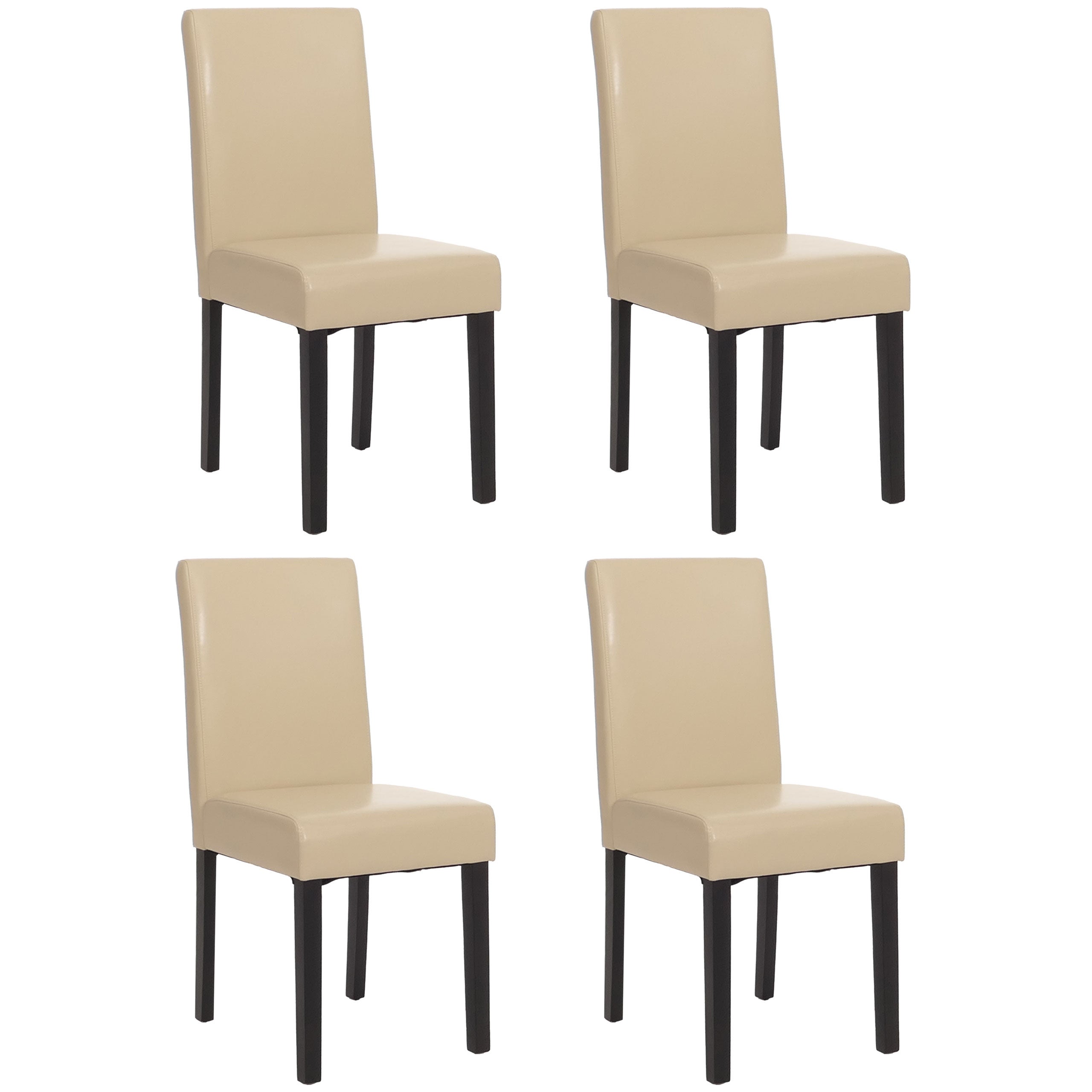Zestaw 4 krzeseł do jadalni Krzesło kuchenne Littau ~ skóra, kremowe ciemne nogi