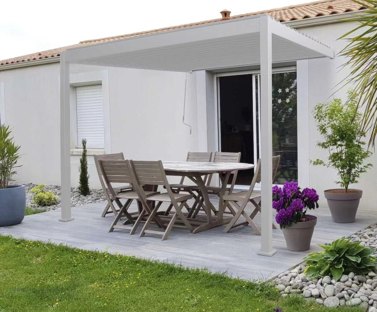 Pergola Ścienna tarasowa ogrodu zadaszenie 3x3 Premium Wall Gutroof BIAŁA 1 szt - 3