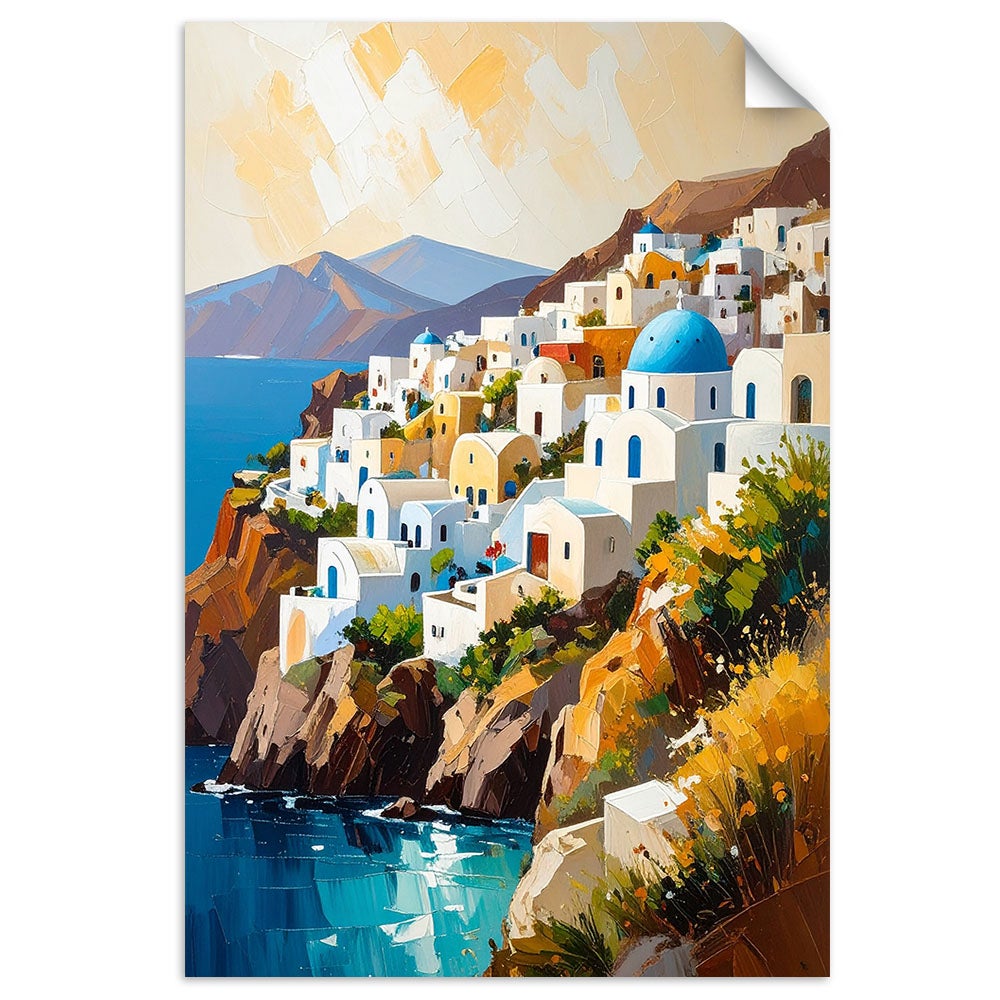 Naklejki samoprzylepne do salonu sypialni, Santorini Grecja Pejzaż 30x45