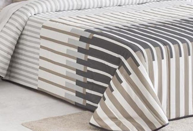 Manta Reversible Para Sofá O Cama, 100% Algodón Reciclado Oeko-Tex, Tamaño 220x240 Cm - Sepia