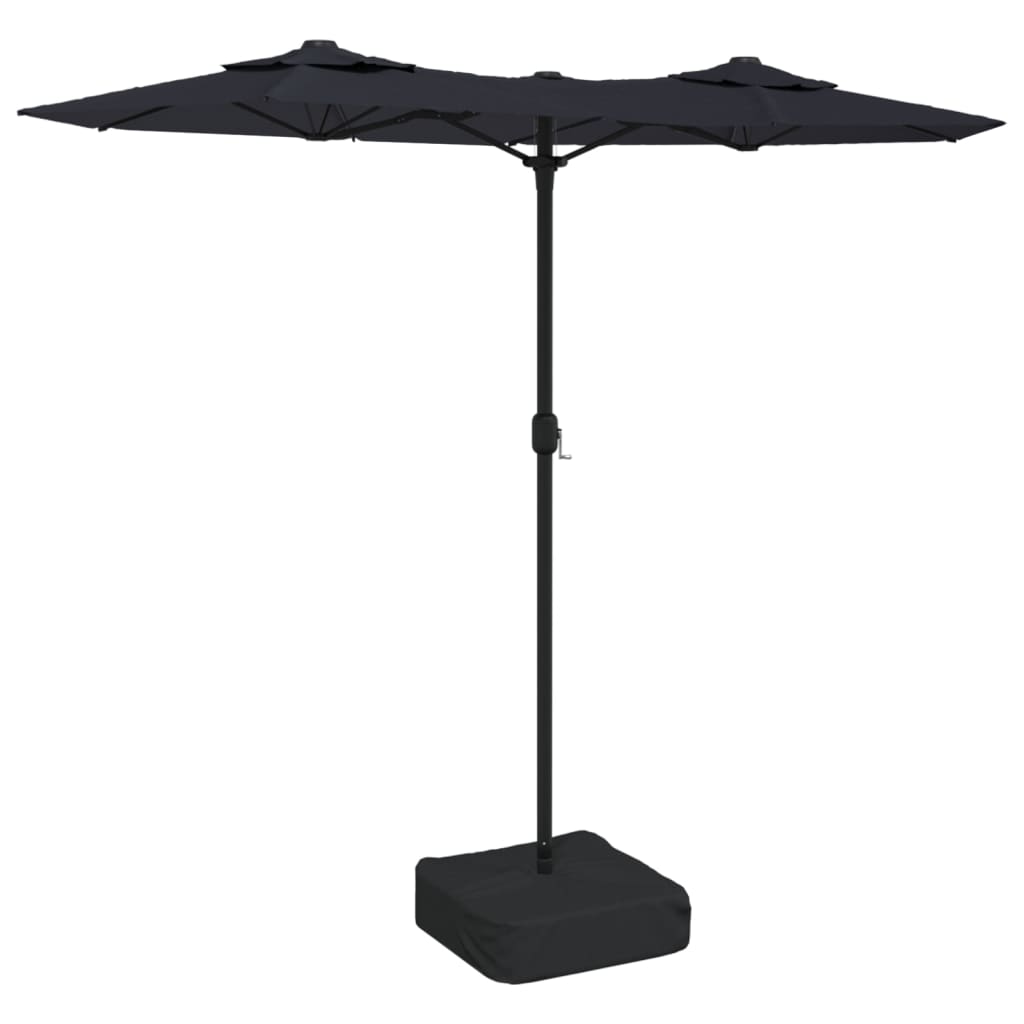 VidaXL Ombrellone Doppia Testa Nero 316x145 Cm – Con Base A Sacco Sabbia - 2