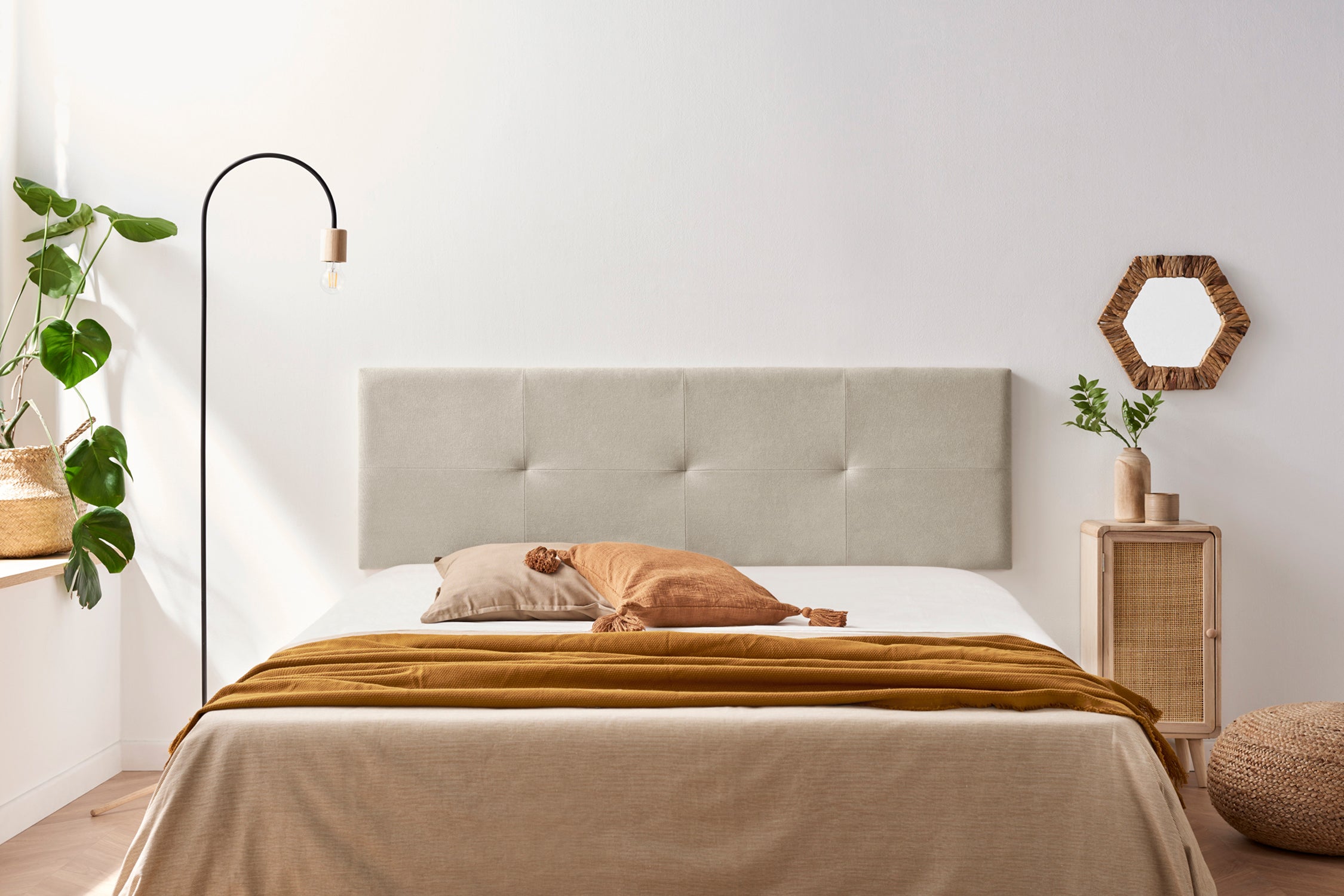 Cabecero Tapizado ALTEA Acualine 160x50x5 cm - BEIGE TOSTADO - Moonia - 4