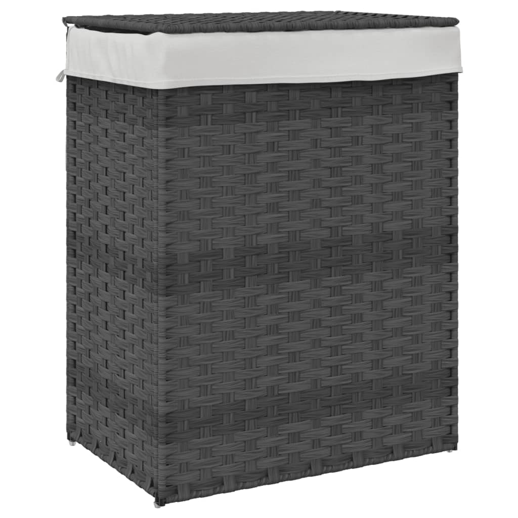 Cesto para ropa sucia con tapa ratán sintético gris 46x33x60 cm ...