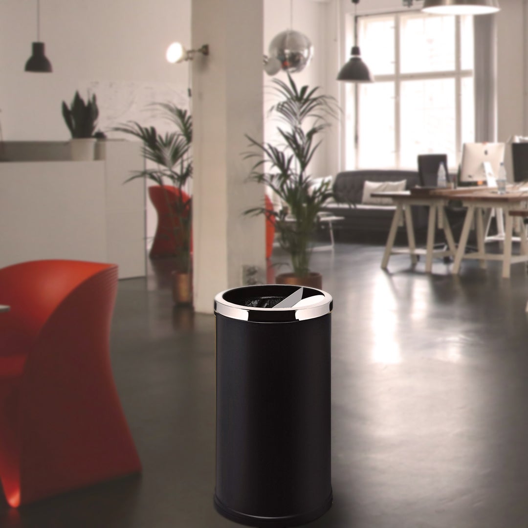 Danieli | Bidone getta carte con Posacenere | Realizzato in metallo finitura Nero Opaco | Diametro 37 cm e Altezza 73 cm | Capeinza cestino 52 L - 4