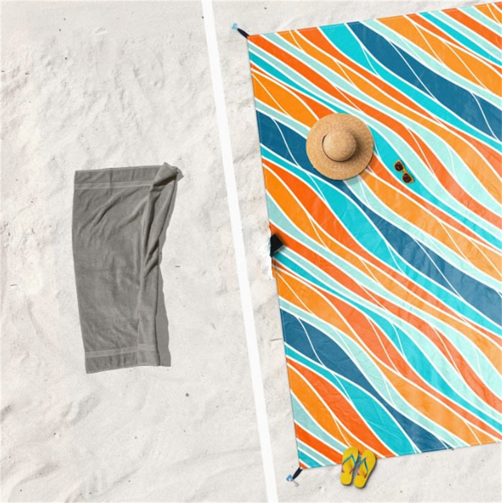 Wodoodporny i piaskoodporny koc plażowy, lekka mata plażowa, mata piknikowa, idealna na festiwale i kemping - 6