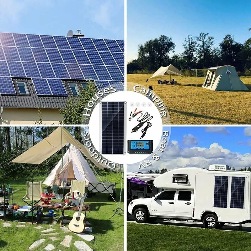 Kit de Panneau Solaire, Chargeur de Batterie Kit avec régulateur de Charge Solaire pour Camping-Car, extérieur, Jardin, éclairage - 3