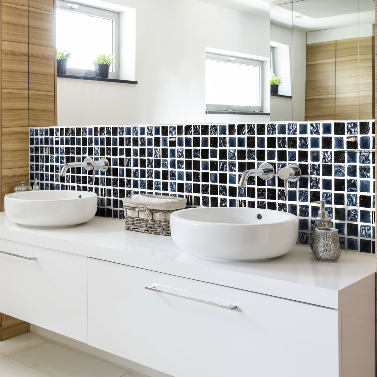 Paquete de 6 pegatinas de azulejos de piso aliaga - adhesivo pared - sticker revestimiento - 90x90cm-6frisesde15x90cm