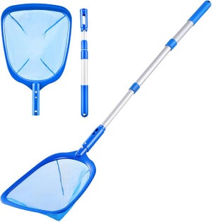 Épuisette Piscine Fond & Surface Maille Fine - Manche Télescopique Aluminium, Filet Extra-Fin Pour Débris & Feuilles