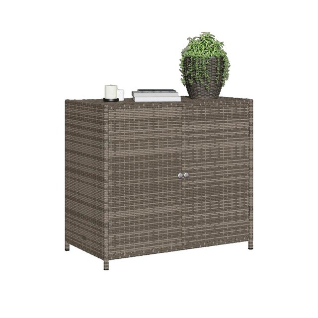 Armario de almacenaje de jardín ratán PE gris 83x45x76 cm vidaXL