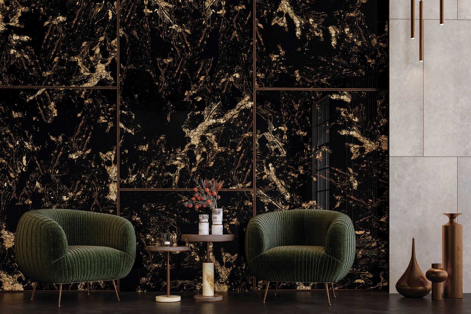 Carrelage sol/mur effet marbre noir doré MAGNIFIQUE BLACK l.120 x L.60 cm - 2