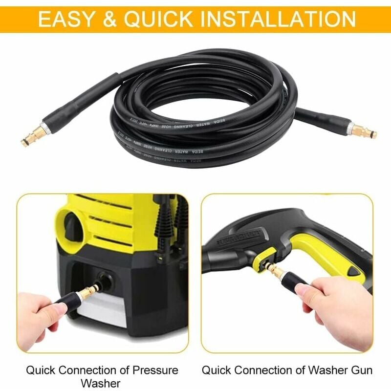 Tuyau de rechange pour nettoyeur haute pression Karcher K2 K3 K4 K5 K6 K7 Tuyau de nettoyage haute pression Connecteur rapide (6m） - 2
