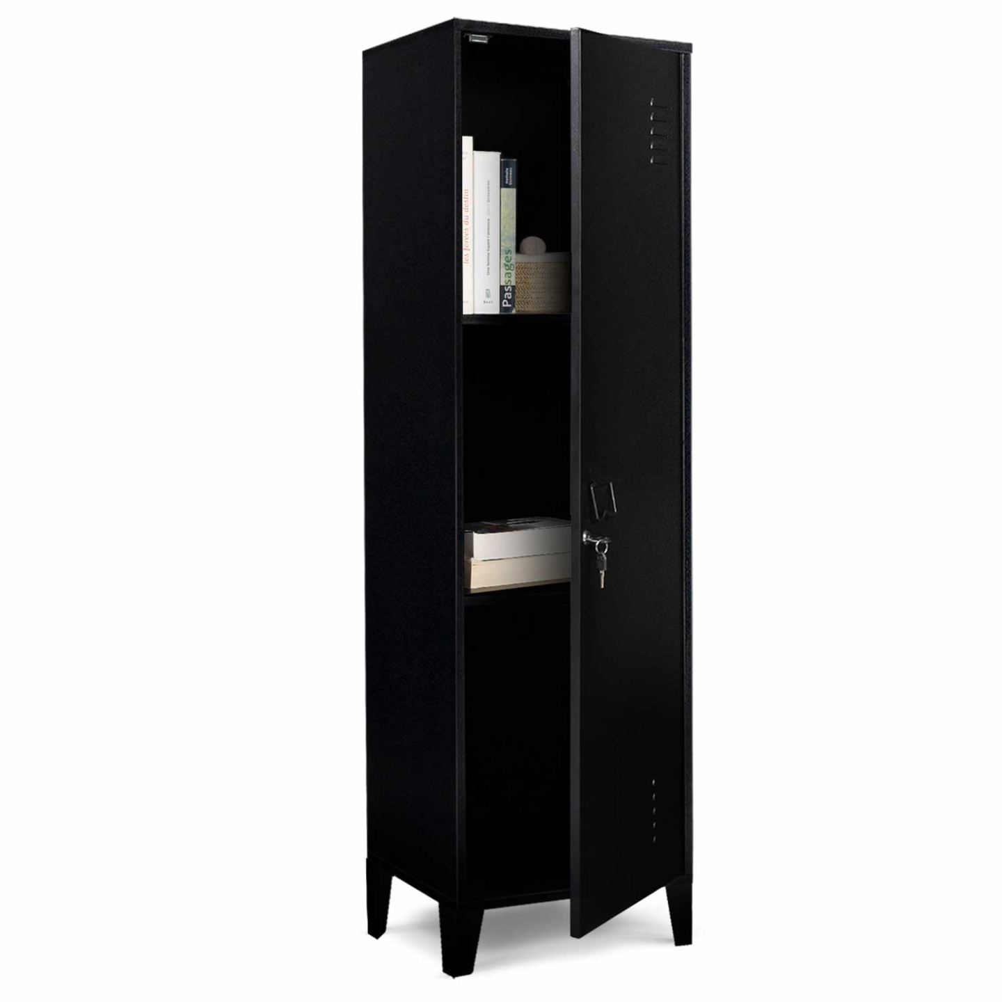 Armoire vestiaire ESTER 1 porte métal noir design industriel - 4