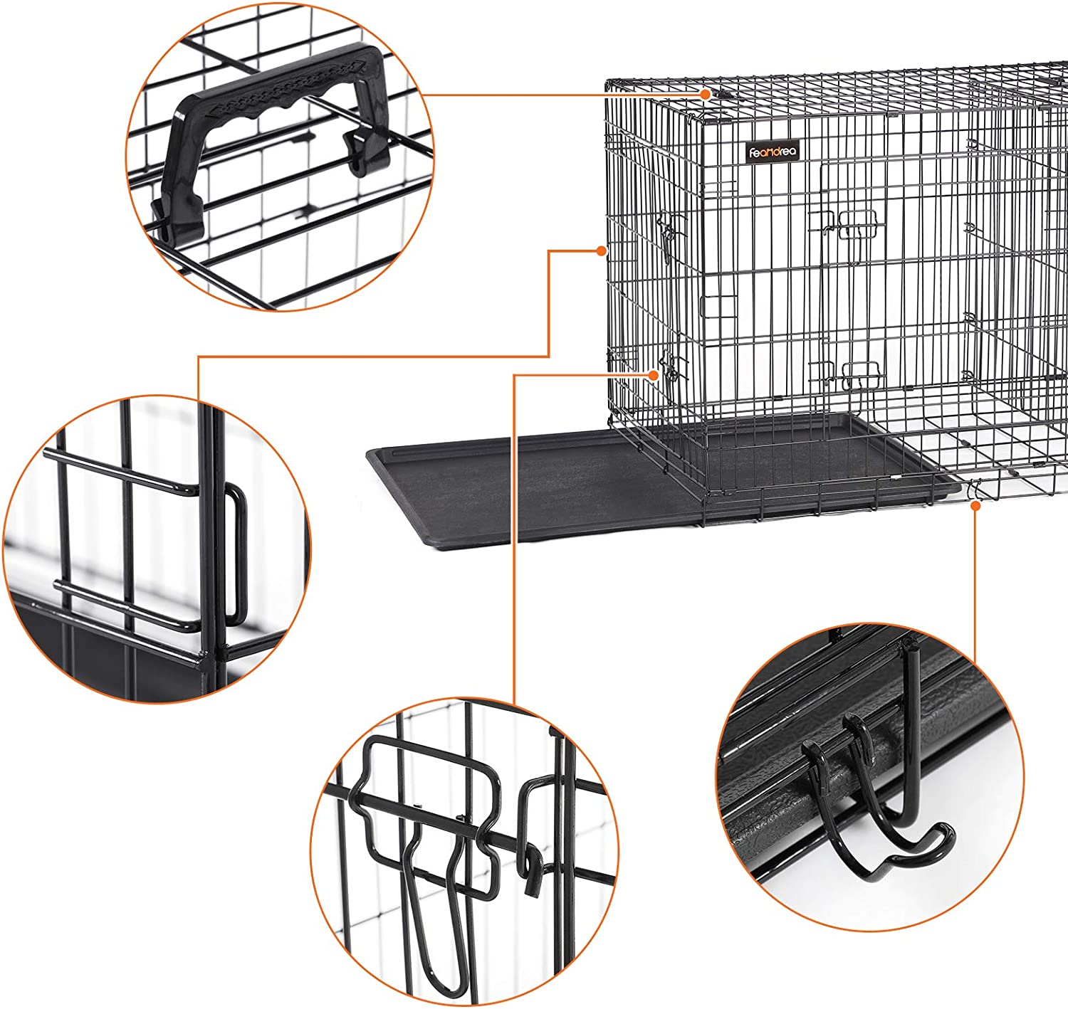 Jaula para perros xxl, medidas 122x74,5x80,5 cm, con 2 puertas, color negro - 3
