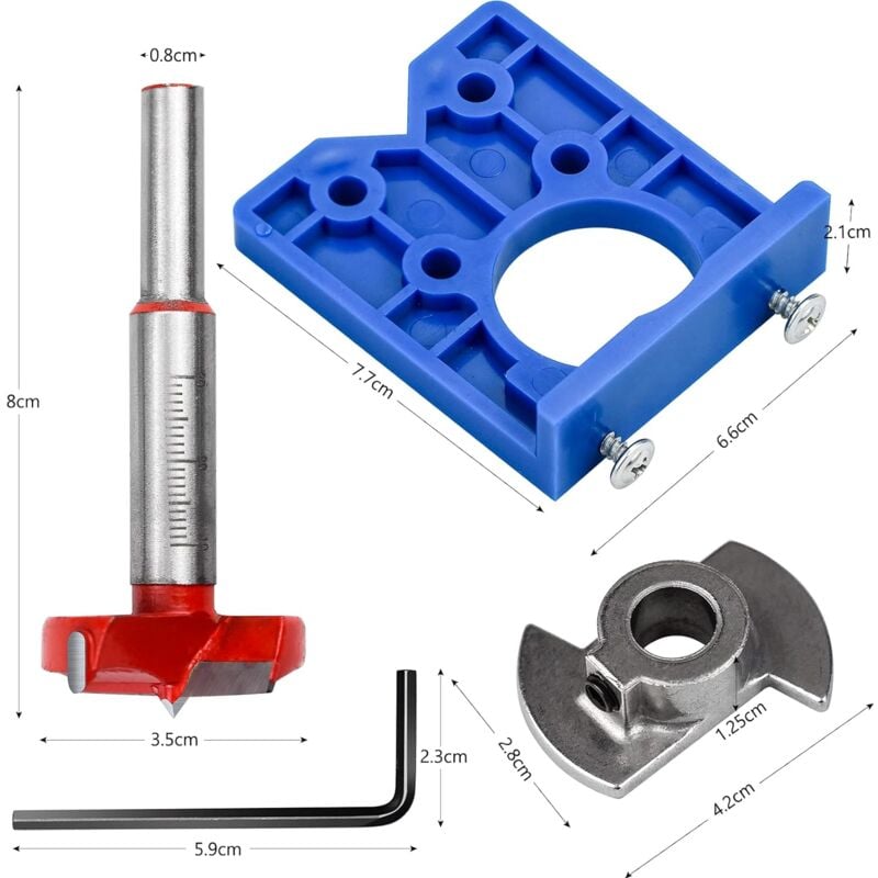 Jeu de forets pour gabarit de charnière, foret de positionnement de trou de 35 mm, foret de positionnement réglable, foret à fraiser - 2