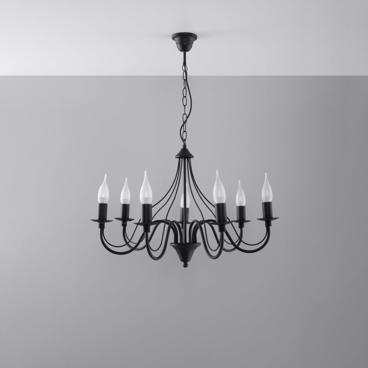 Żyrandol VIVOW 7 czarny LED 4000K - 60x60x80cm Sollux
