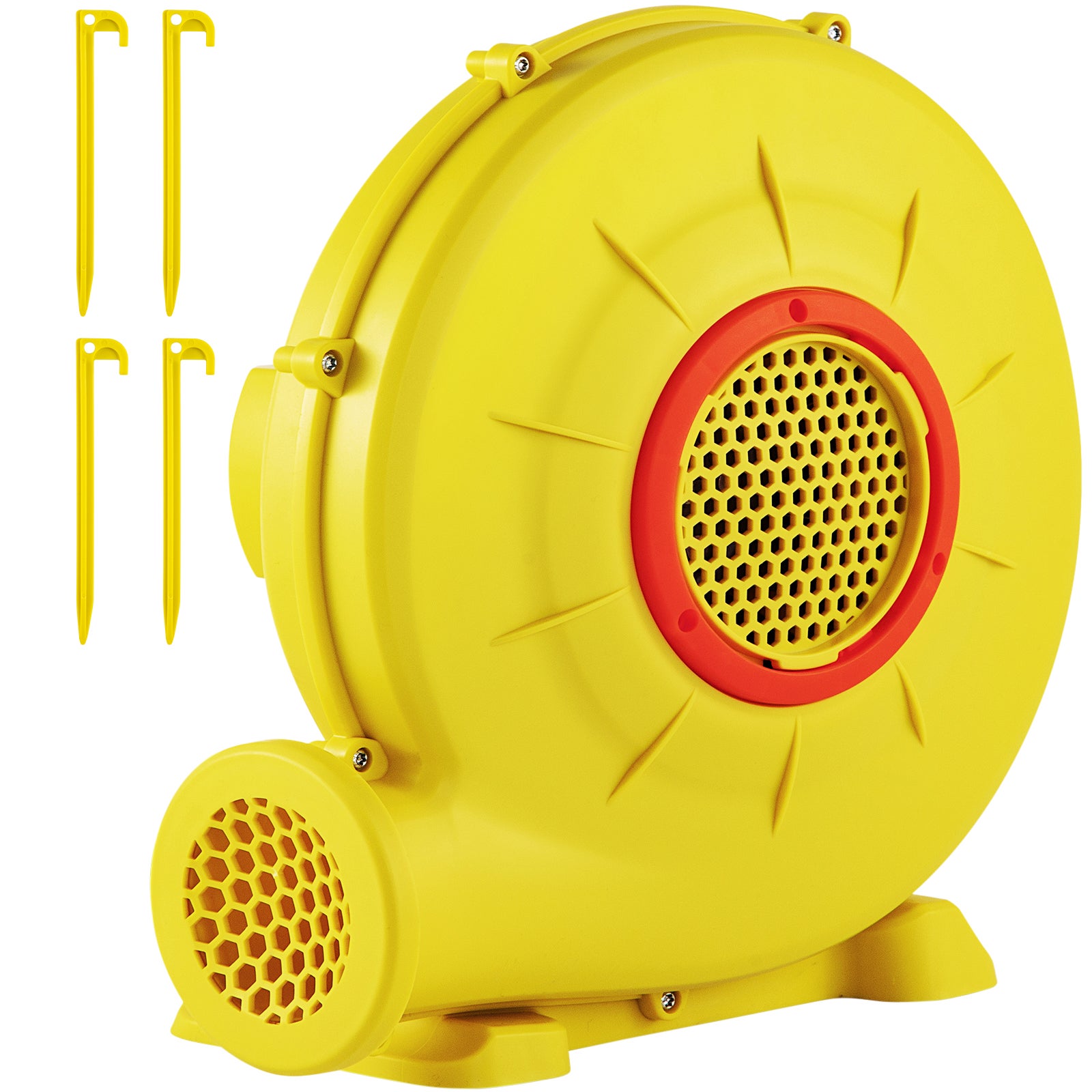 Souffleur Gonflable 950W Ultra Puissant – 680 M³/h, Jaune, Idéal Pour Bateaux Gonflables, Châteaux & Piscines Gonflables – Avec Piquets & Câble 6,6m