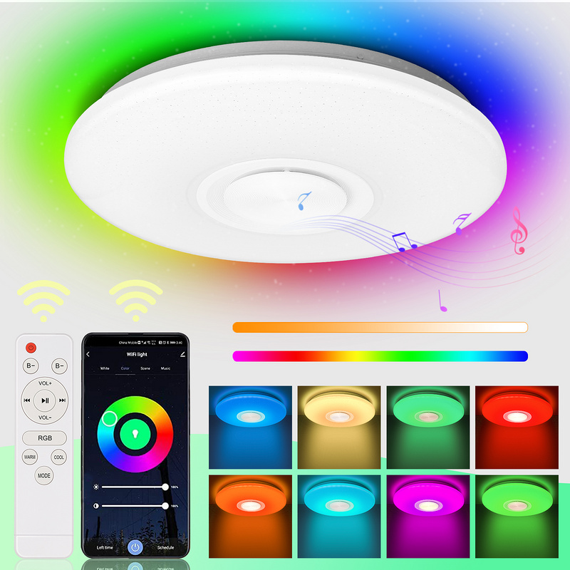 Plafonnier musique LED haut-parleur Bluetooth APP plafonnier avec ...