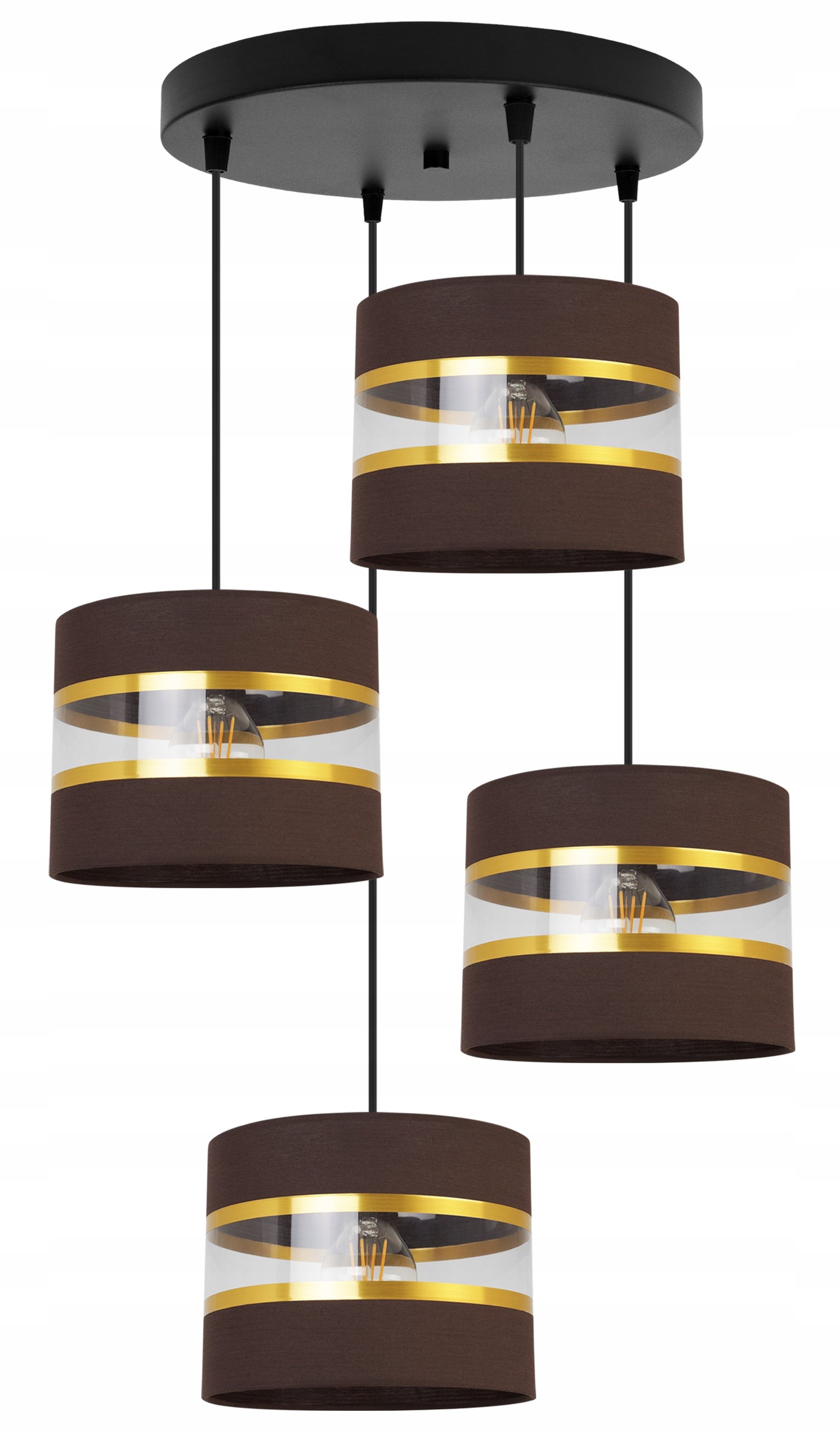 Lampa sufitowa wisząca Elegance Gold modern 4xE27 abażur walec czarno/brązowy Light Home LH