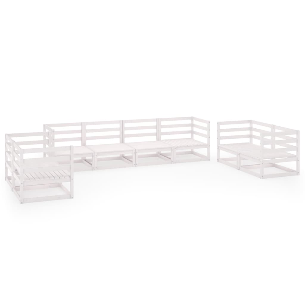Salon bas de jardin en pin Blanc 7 personnes - 9