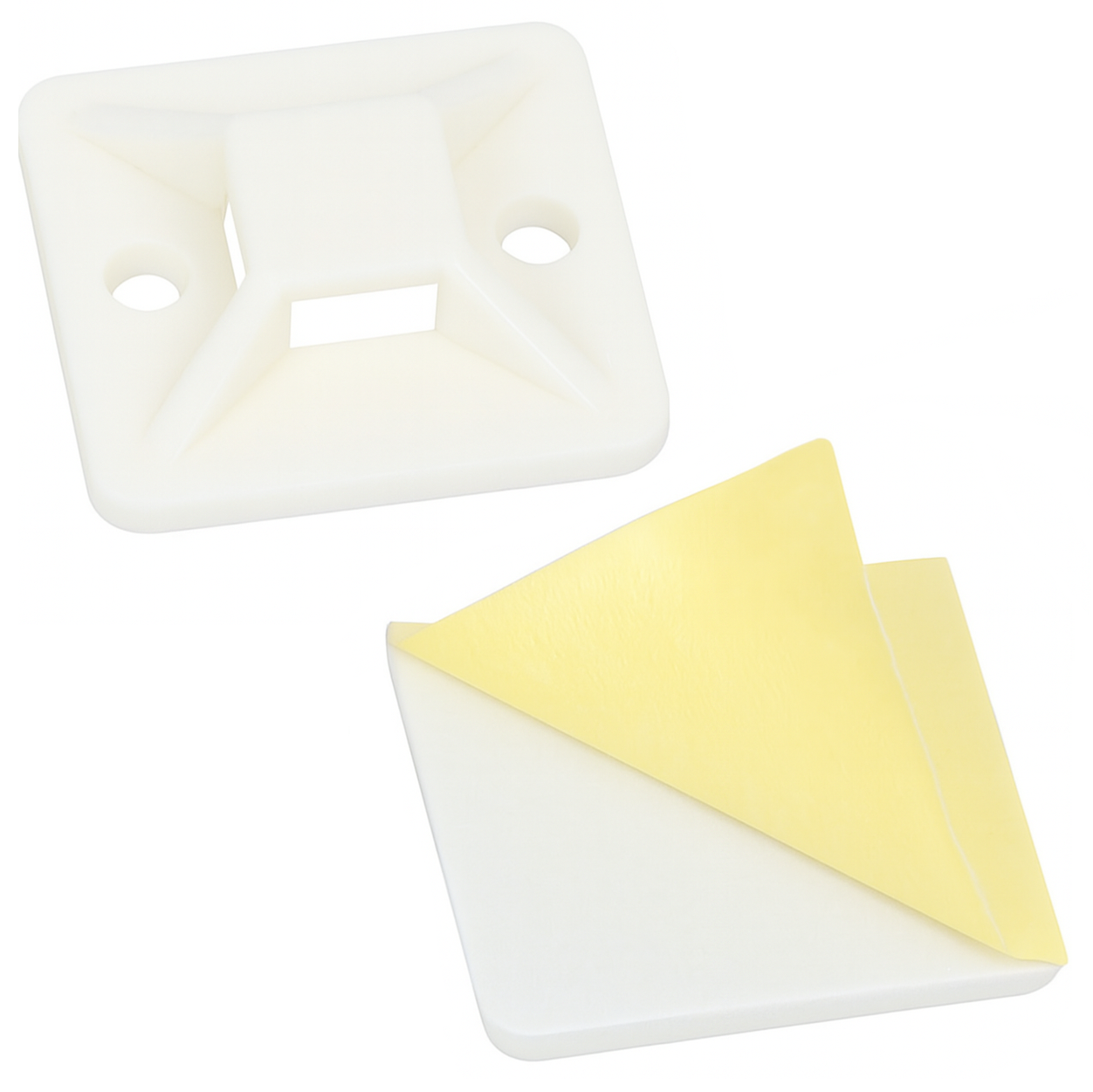Podstawki samoprzylepne 20x20mm do opasek zaciskowych kabli BIAŁE 100szt