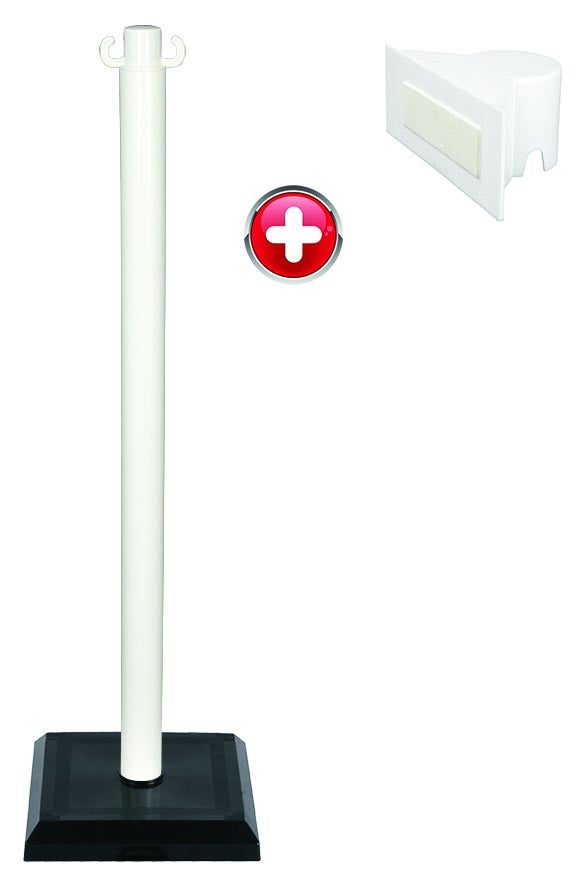 Poteau PVC Blanc sur socle leste 3kg avec support panneau 2000079 Leroy Merlin