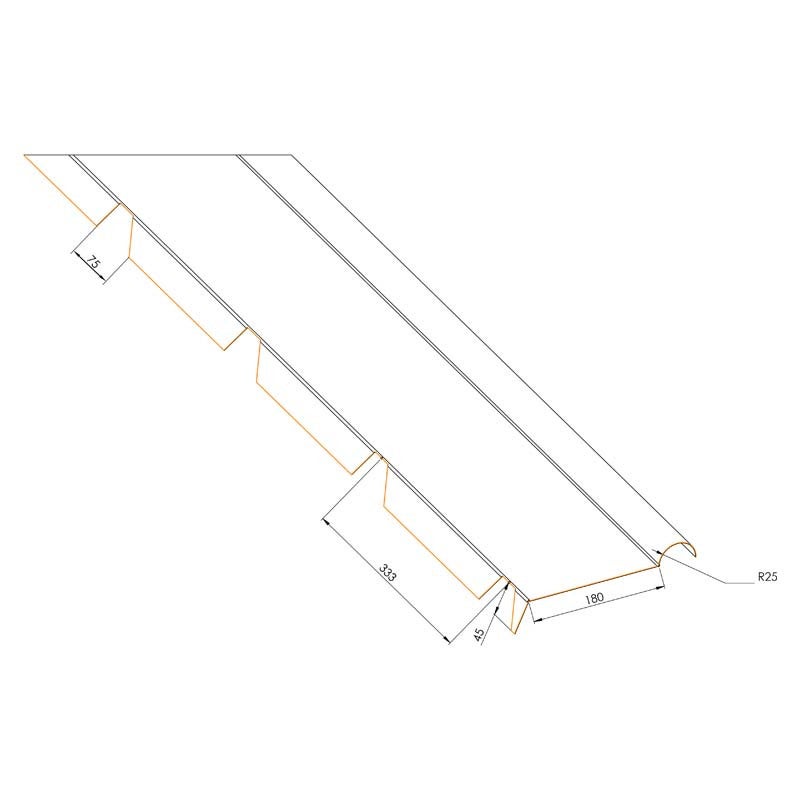 Pack de 2 Demi-faîtière à boudin crantée 2100 mm AXEL Rouge Tuile RAL 8012 - 7