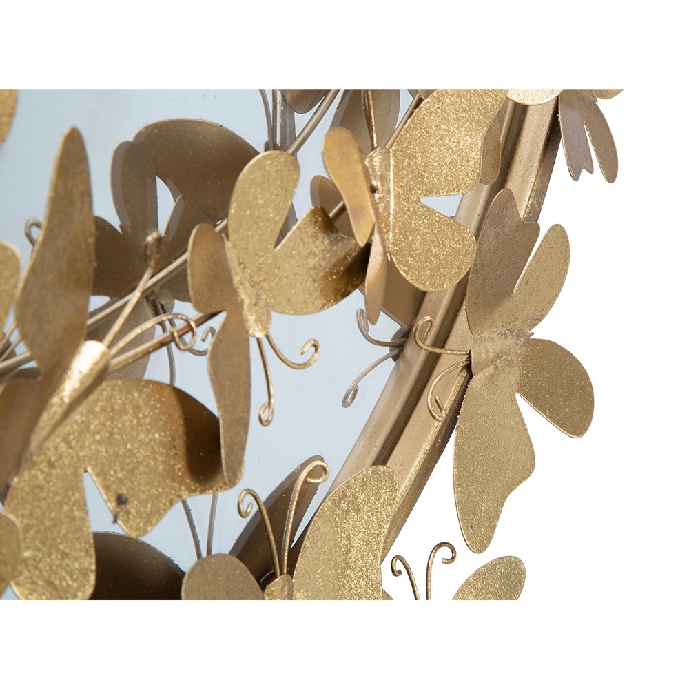 Specchio rotondo da parete dorato con farfalle decorative 74cm Butterfly S - 4