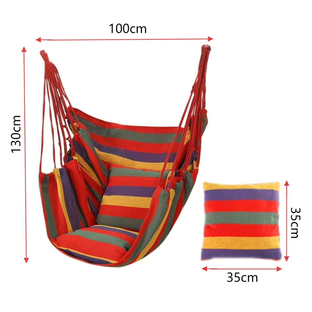 BEAFACE Fauteuil suspendu de dortoir, balancelle portable, hamac en toile avec coussins, convient pour les patios, les salons et les chambres, rouge. - 2