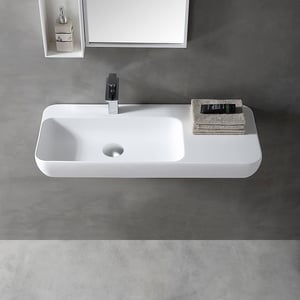 BERNSTEIN - Vasque moderne 90x40x12cm Lavabo en fonte, Lave main suspendu à poser, sans robinet ni bonde - TWG202