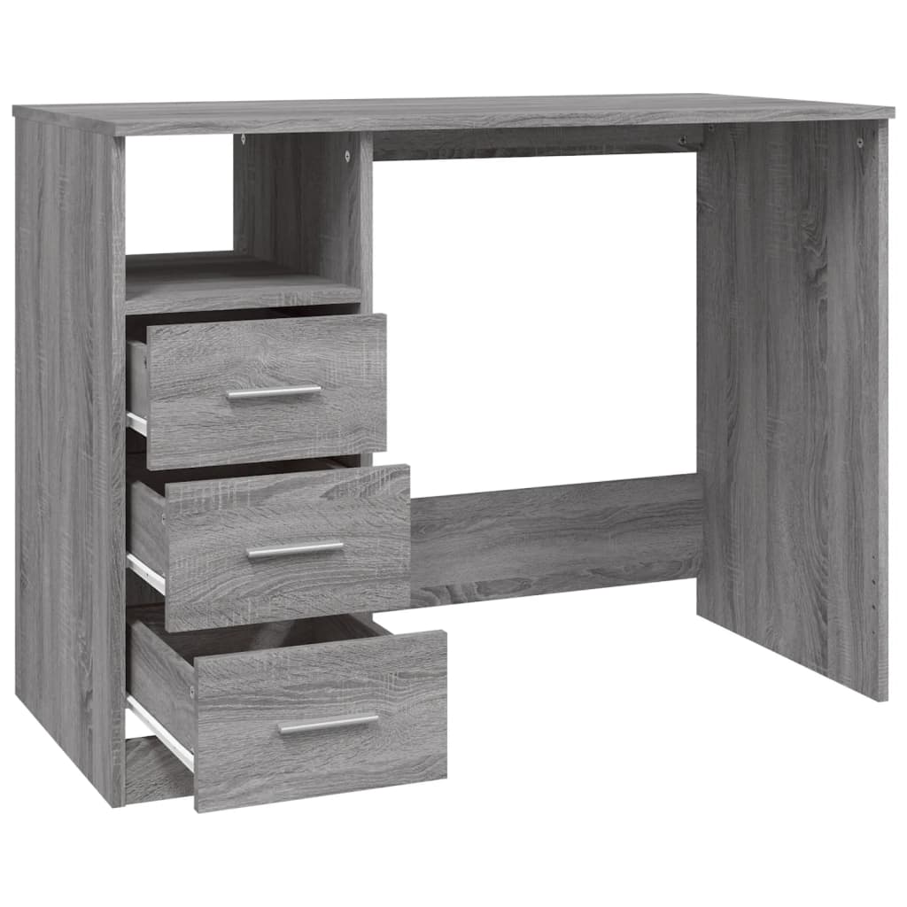 Bureau，Table de travail，Table d'étude avec tiroirs Sonoma gris 102x50x76 cm Bois d'ingénierie CWV45203 - 7