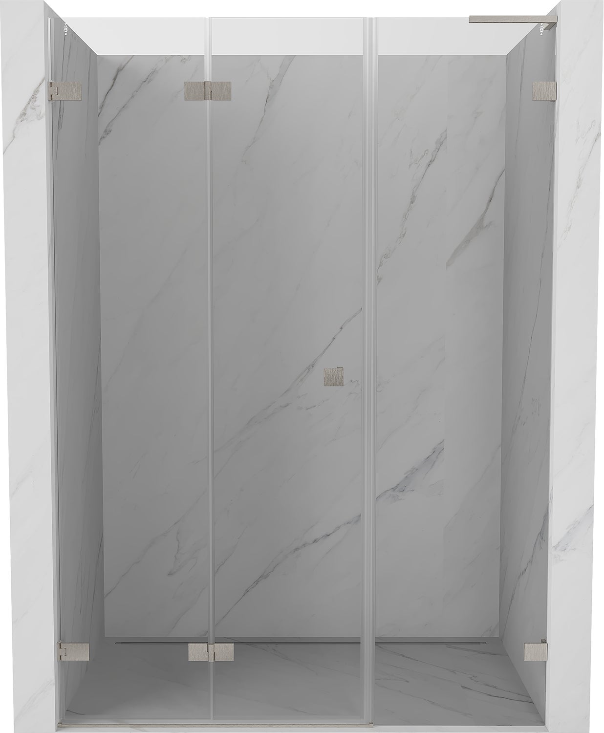Mexen Lunar-F L drzwi prysznicowe składane lewe 120 cm, transparent, nikiel szczotkowany - 836SL-120-050-97-00-L
