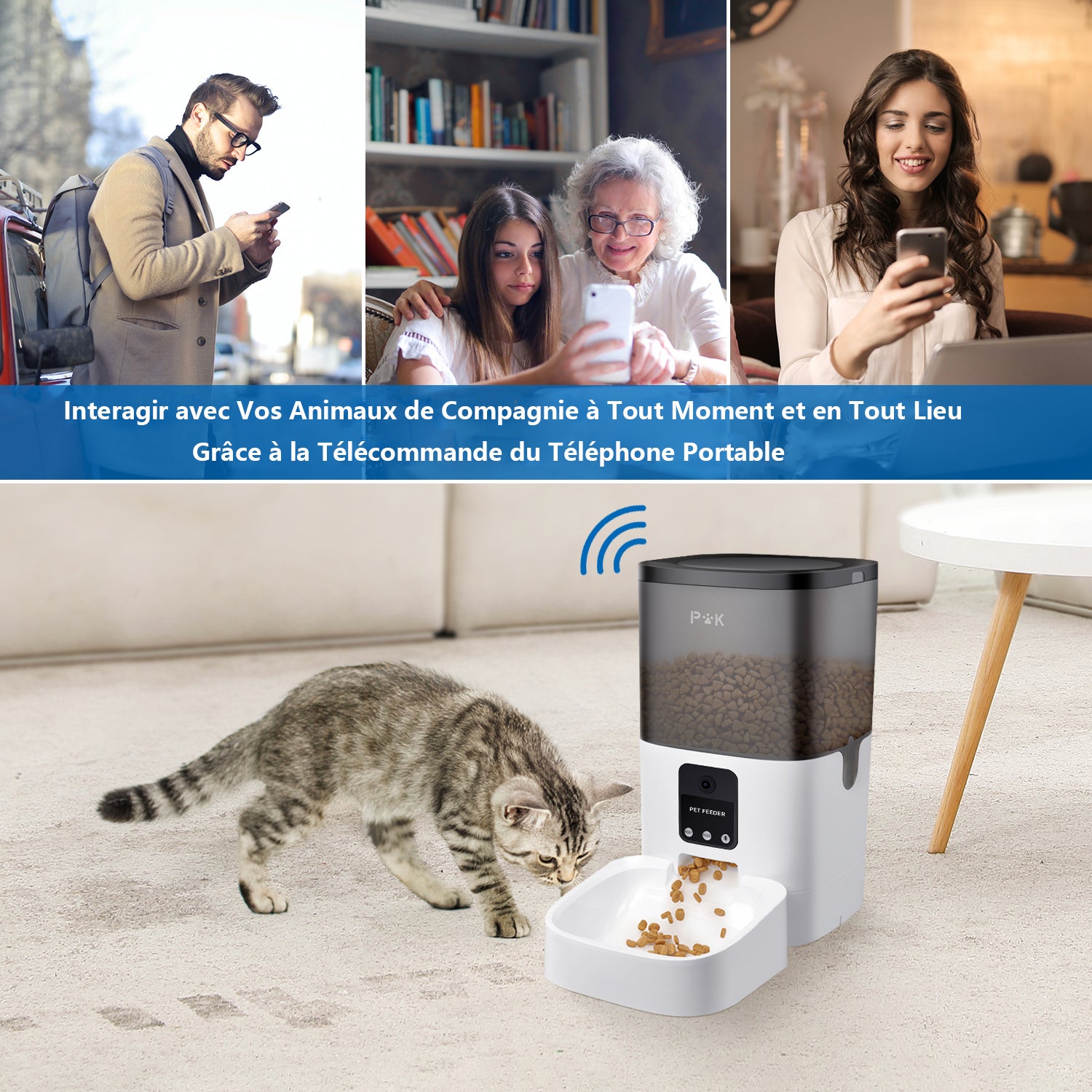 Balimo Dispenser automatico di cibo da 4 litri per cani/gatti con webcam WiFi 2.4G, controllo APP, fotocamera HD 1080p, registrazione vocale - 3