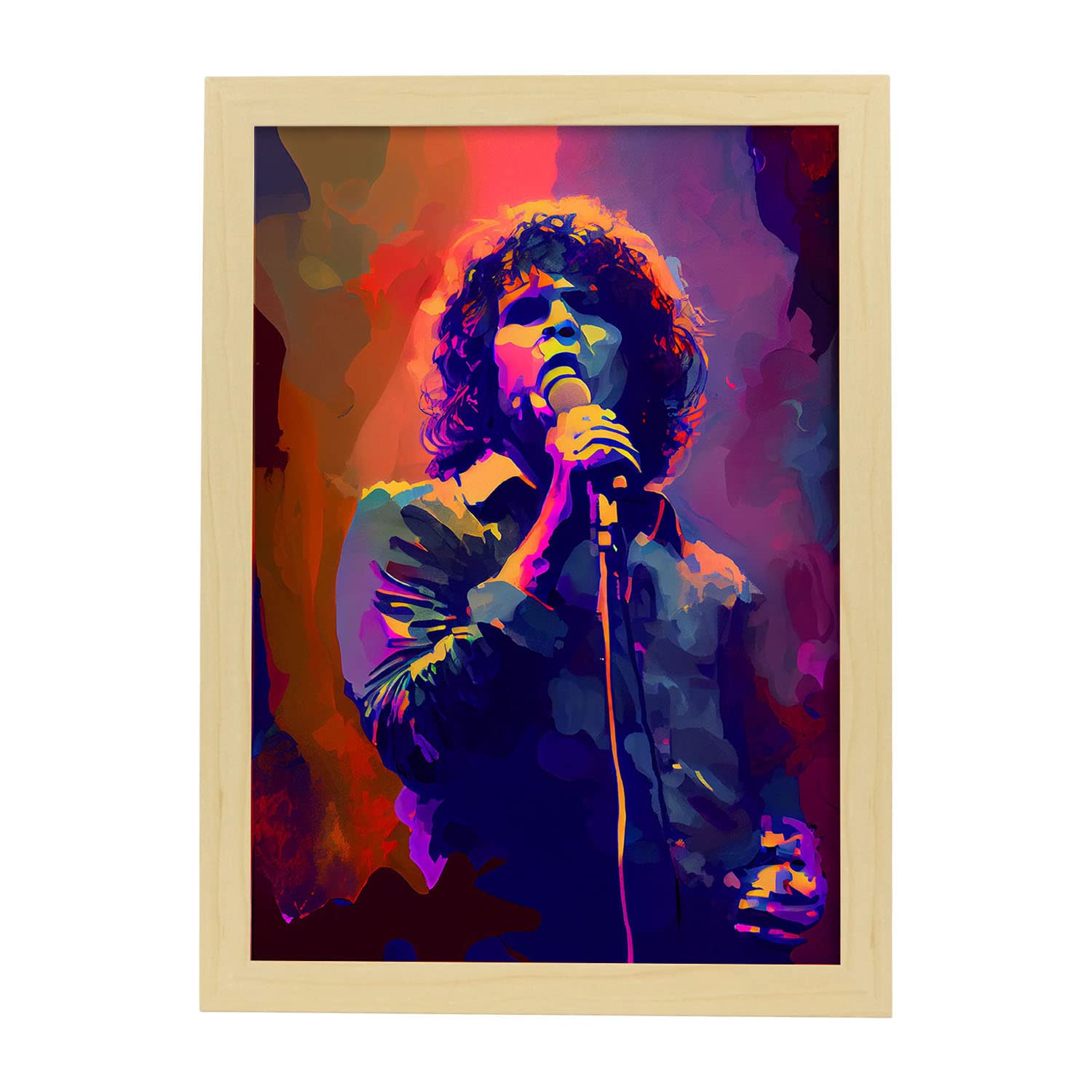 Nacnic poster de jim morrison en estilo retrato a todo color ilustraciones y caricaturas de músicos y artistas famosos diseño y a3 marcos madera